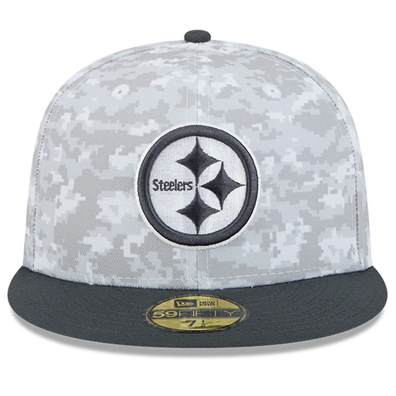 Men's New Era Arctic Camo/Graphite Pittsburgh Steelers 2024 Salute To Service 59FIFTY Fitted Hat