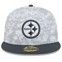 Men's New Era Arctic Camo/Graphite Pittsburgh Steelers 2024 Salute To Service 59FIFTY Fitted Hat