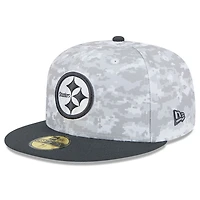 Men's New Era Arctic Camo/Graphite Pittsburgh Steelers 2024 Salute To Service 59FIFTY Fitted Hat