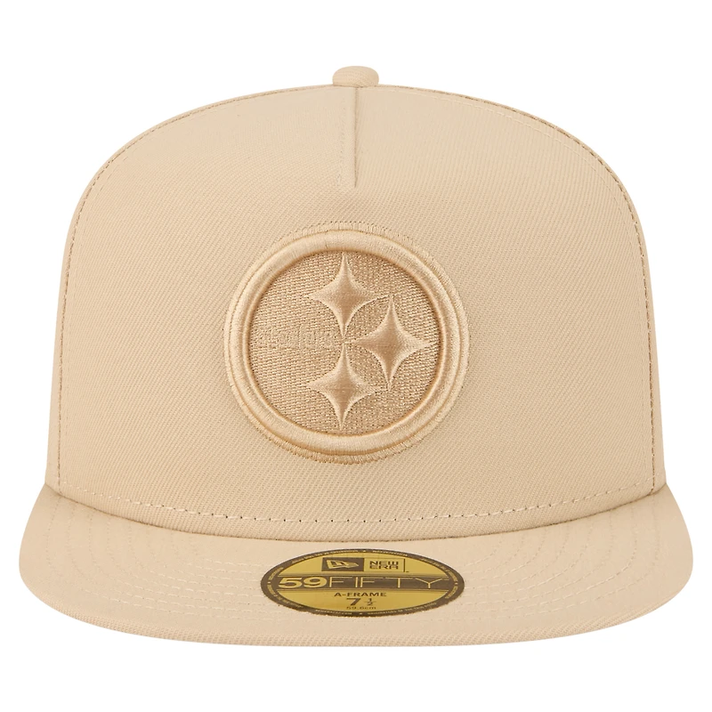 Men's New Era Beige Pittsburgh Steelers Color Pack A-Frame 59FIFTY Fitted Hat