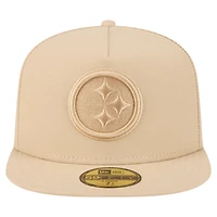 Men's New Era  Beige Pittsburgh Steelers Color Pack A-Frame 59FIFTY Fitted Hat