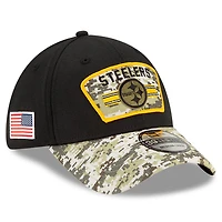 Casquette flex 39THIRTY pour homme New Era Pittsburgh Steelers 2021 Salute To Service, noir/camouflage