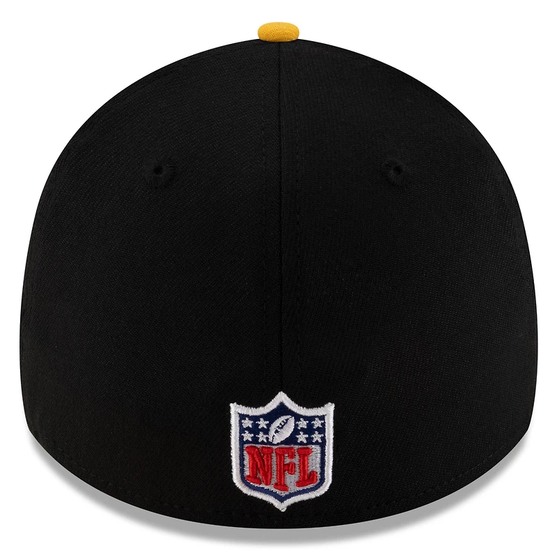Casquette New Era 39THIRTY Flex noire/dorée pour homme des Pittsburgh Steelers, draft NFL 2025