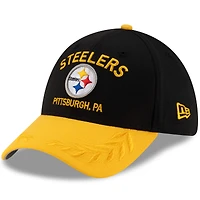 Casquette New Era 39THIRTY Flex noire/dorée pour homme des Pittsburgh Steelers, draft NFL 2025