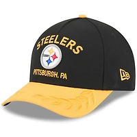Men's New Era Black/Gold Pittsburgh Steelers 2025 NFL Draft 9FORTY M-Crown A-Frame Adjustable Hat