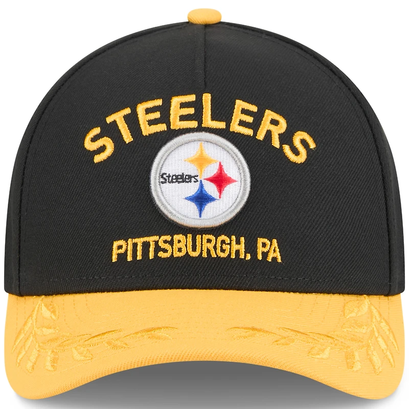 Men's New Era Black/Gold Pittsburgh Steelers 2025 NFL Draft 9FORTY M-Crown A-Frame Adjustable Hat