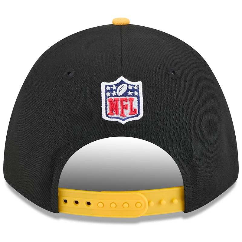 Casquette ajustable New Era 9FORTY M-Crown A-Frame noire/dorée pour homme, édition 2025 de la NFL des Pittsburgh Steelers
