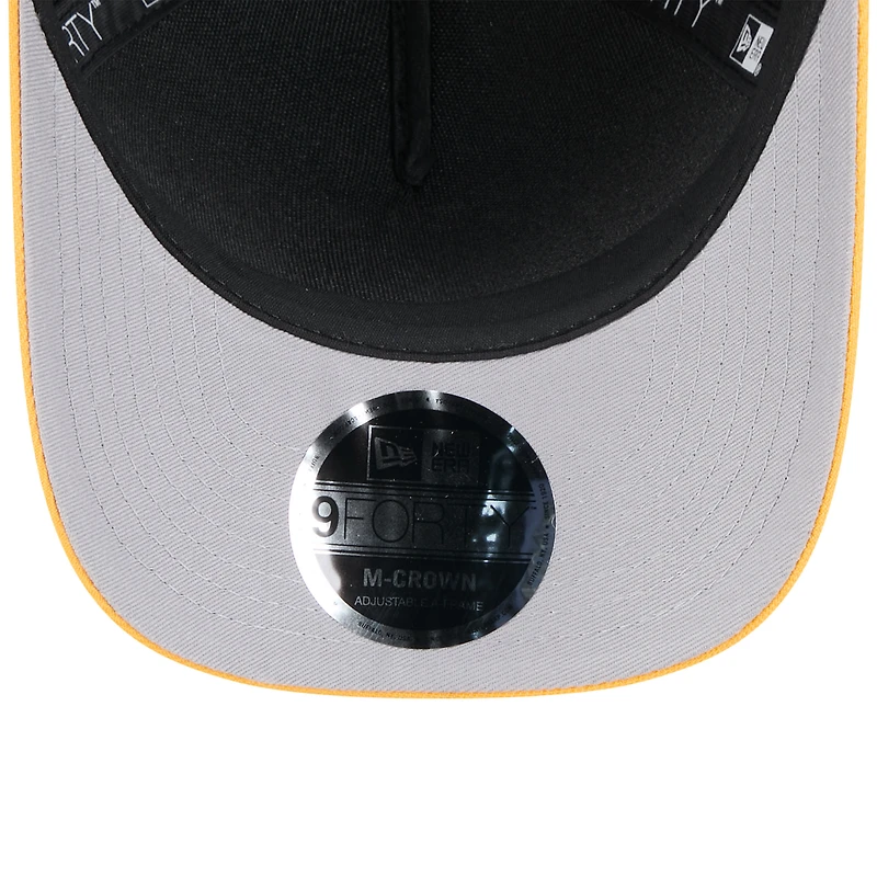 Casquette ajustable New Era 9FORTY M-Crown A-Frame noire/dorée pour homme, édition 2025 de la NFL des Pittsburgh Steelers