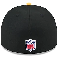 Casquette ajustée New Era 59FIFTY noire/dorée pour homme, modèle A-Frame, repêchage NFL 2025 des Pittsburgh Steelers, sur scène