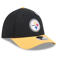 Casquette New Era Flex noire et or Pittsburgh Steelers 2026 NFL Draft 39THIRTY M-Crown pour homme