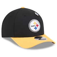 Casquette ajustable New Era noire et or Pittsburgh Steelers 2026 NFL Draft 9FORTY M-Crown pour homme