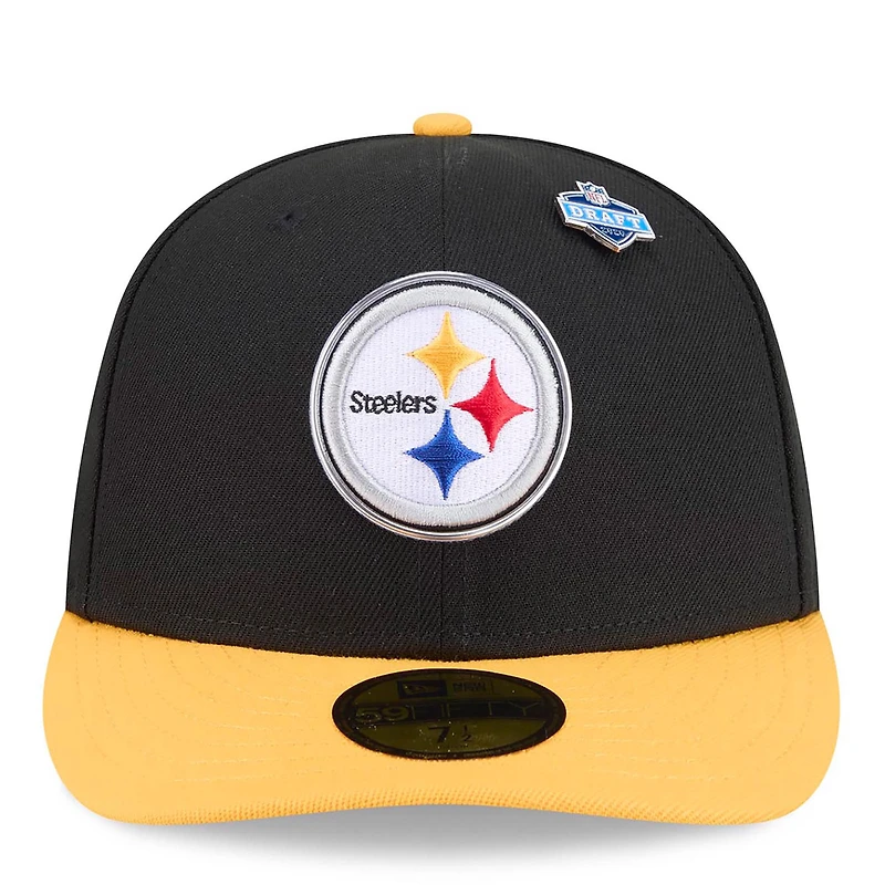 Men's New Era  Black/Gold Pittsburgh Steelers 2026 NFL Draft Pre-Curved 59FIFTY Fitted Hat