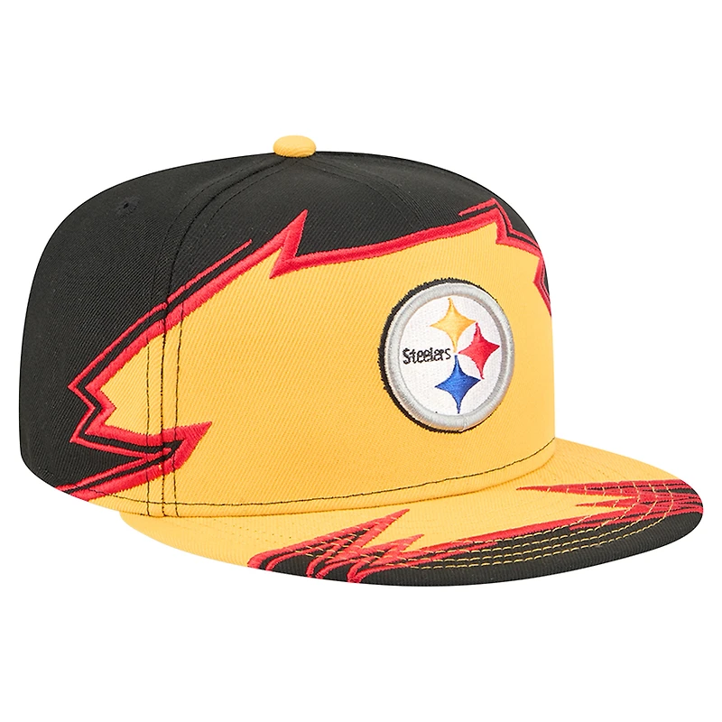 Men's New Era Black/Gold Pittsburgh Steelers Break 59FIFTY Fitted Hat