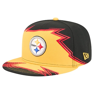 Casquette ajustée New Era Break 59FIFTY noire/dorée pour homme des Pittsburgh Steelers