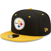 Casquette ajustée New Era Pittsburgh Steelers Flipside 2Tone 59FIFTY pour homme, noir/doré