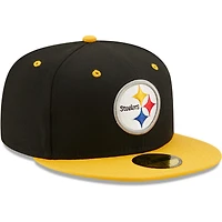 Men's New Era  Black/Gold Pittsburgh Steelers Flipside 2Tone 59FIFTY Fitted Hat