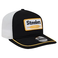 Men's New Era Black/White Pittsburgh Steelers Patch 19TWENTY Adjustable Hat