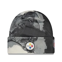 New Era Pittsburgh Steelers 2022 Sideline pour homme - Noir - Bonnet en tricot à revers teint à l'encre