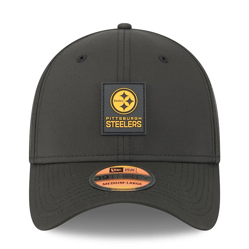 Casquette New Era noire 39THIRTY Flex des Pittsburgh Steelers 2025 pour homme