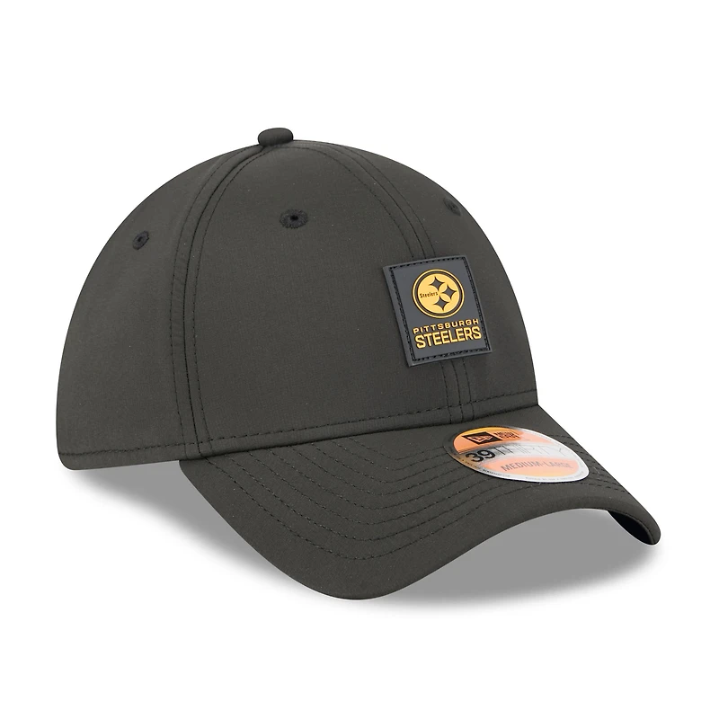 Casquette New Era noire 39THIRTY Flex des Pittsburgh Steelers 2025 pour homme