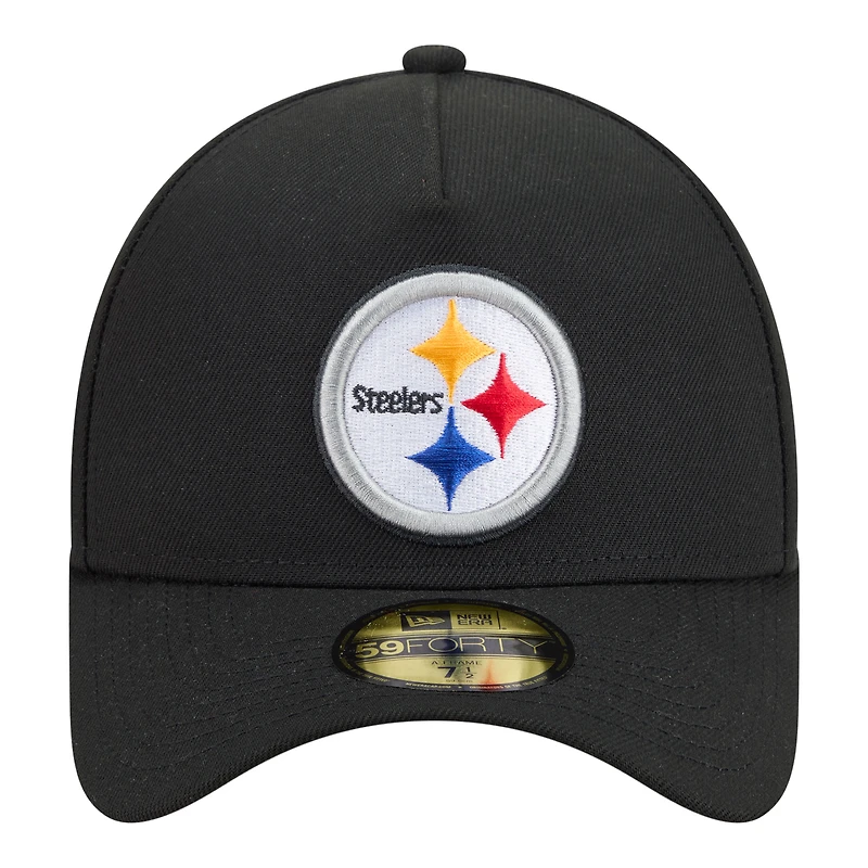 Men's New Era  Black Pittsburgh Steelers A-Frame 59FORTY Fitted Hat
