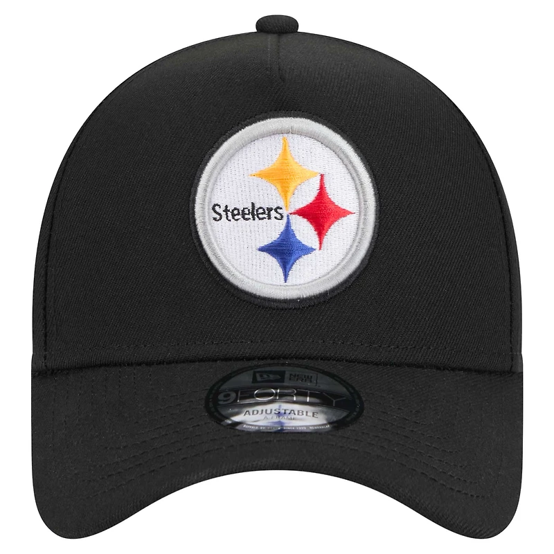 Men's New Era  Black Pittsburgh Steelers A-Frame 9FORTY Adjustable Hat