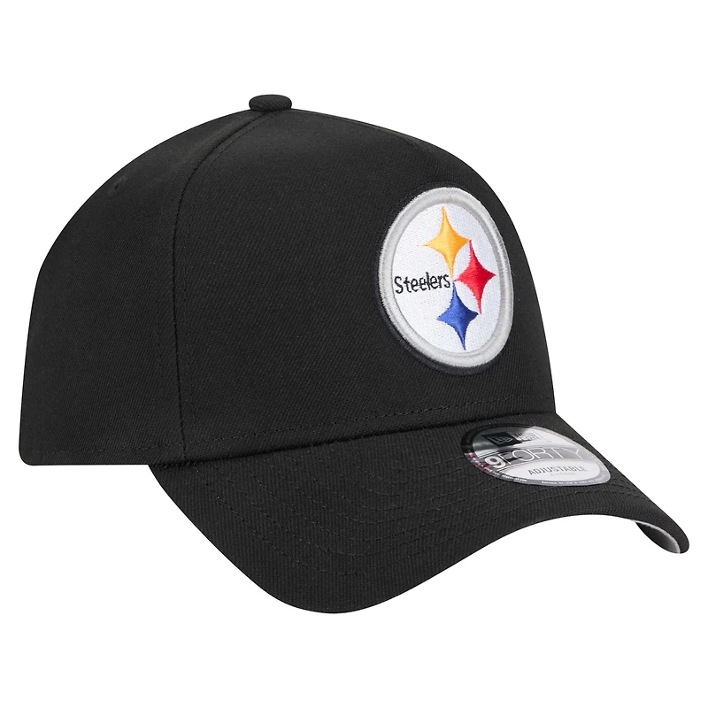 Men's New Era  Black Pittsburgh Steelers A-Frame 9FORTY Adjustable Hat