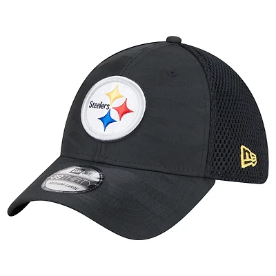 Casquette 39THIRTY Flex noire à motif camouflage actif des Steelers de Pittsburgh New Era pour homme
