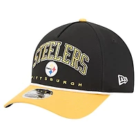 Men's New Era  Black Pittsburgh Steelers  Arch COOLERA 9FORTY A-Frame M-Crown Adjustable Hat