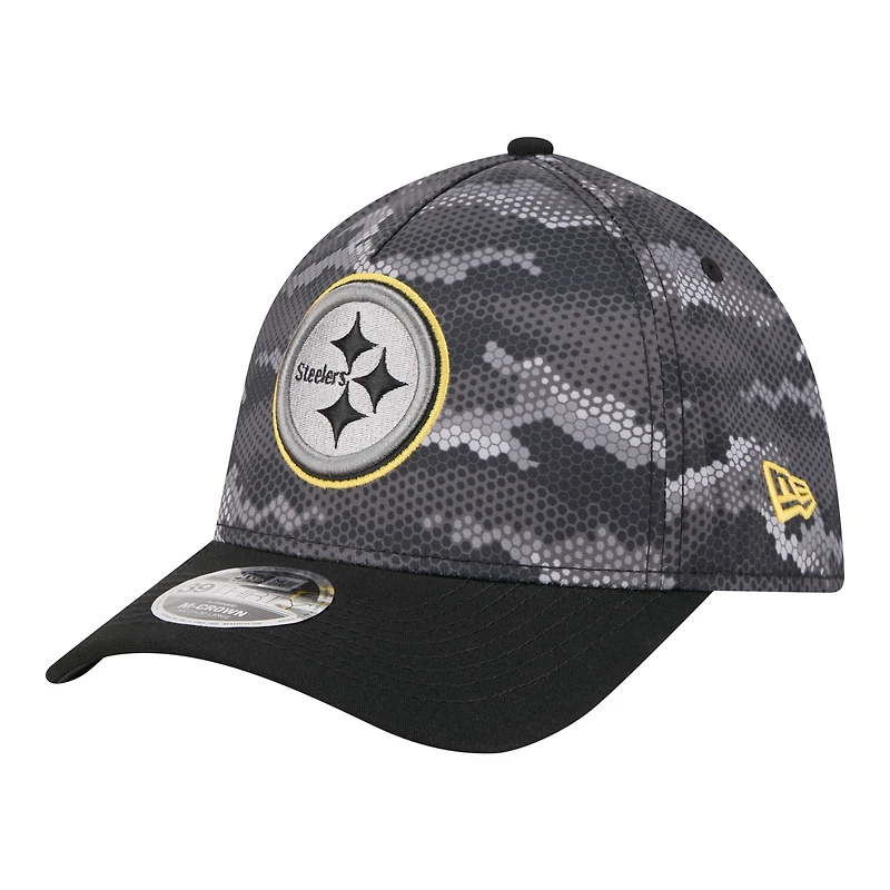 Casquette New Era Flex noire Pittsburgh Steelers Camo A-Frame 39THIRTY pour homme