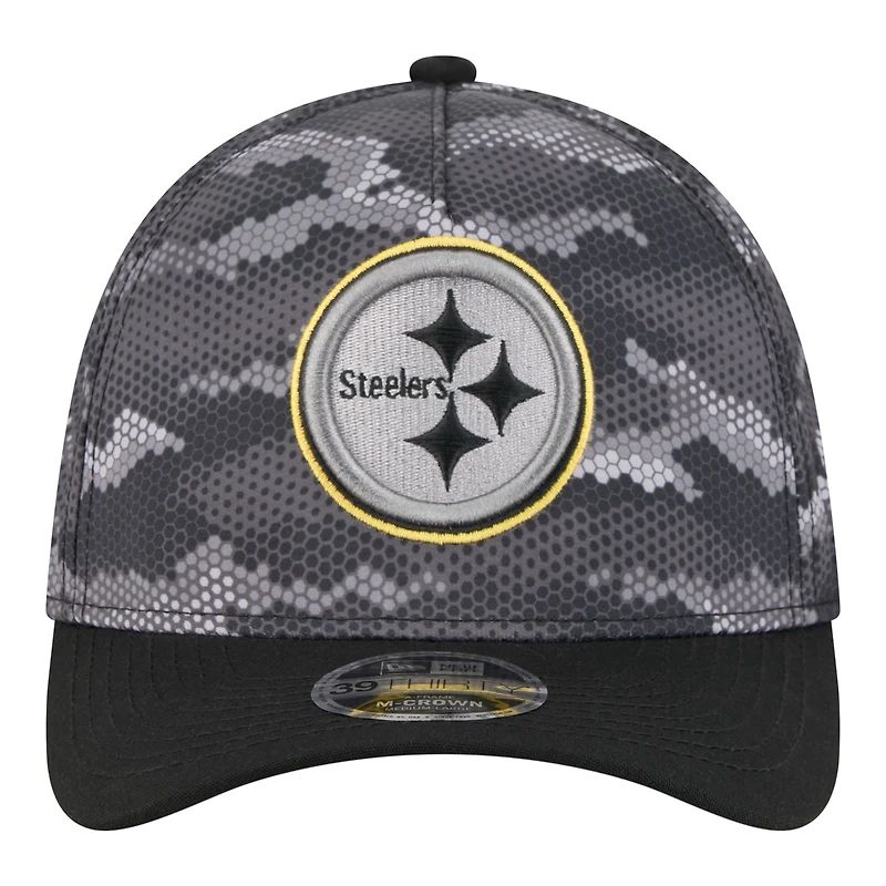 Men's New Era  Black Pittsburgh Steelers Camo A-Frame 39THIRTY Flex Hat