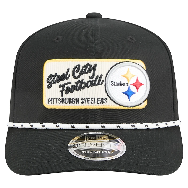 Casquette extensible à pression Chant 9SEVENTY noire des Pittsburgh Steelers de New Era pour homme