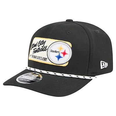 Men's New Era Black Pittsburgh Steelers Chant 9SEVENTY Stretch-Snap Hat