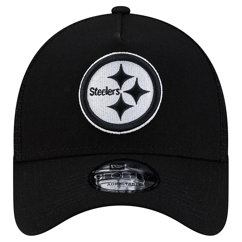 Men's New Era Black Pittsburgh Steelers City Script 9FORTY A-Frame Adjustable Hat