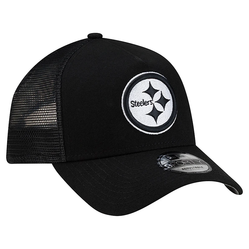 Men's New Era Black Pittsburgh Steelers City Script 9FORTY A-Frame Adjustable Hat