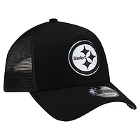 Men's New Era Black Pittsburgh Steelers City Script 9FORTY A-Frame Adjustable Hat