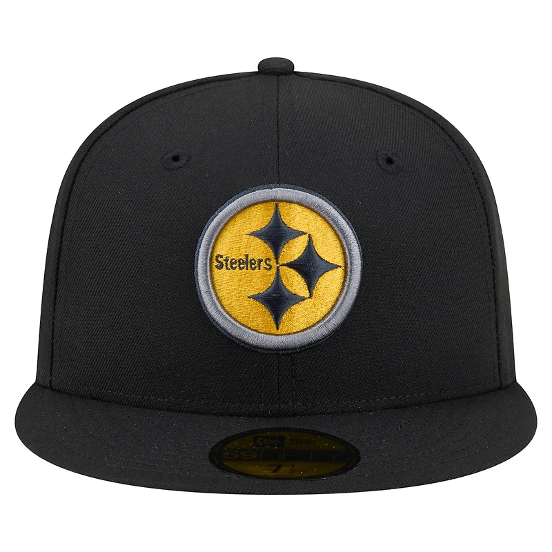 Men's New Era Black Pittsburgh Steelers Color Pop 59FIFTY Fitted Hat