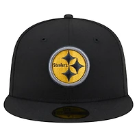 Men's New Era  Black Pittsburgh Steelers Color Pop 59FIFTY Fitted Hat