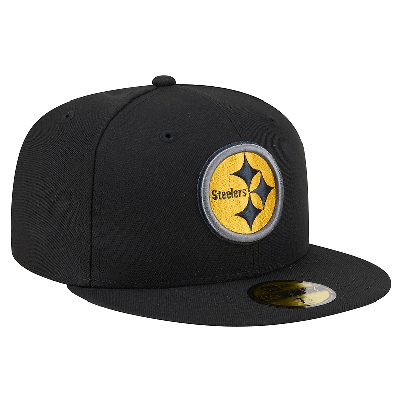 Casquette ajustée New Era 59FIFTY noire Pittsburgh Steelers pour homme