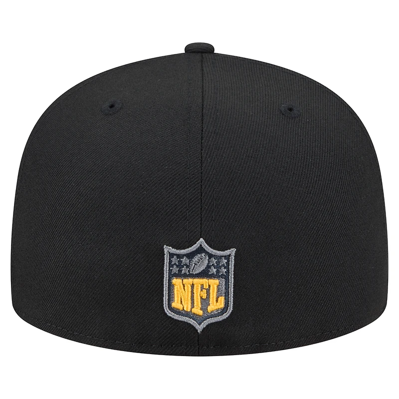Men's New Era Black Pittsburgh Steelers Color Pop 59FIFTY Fitted Hat