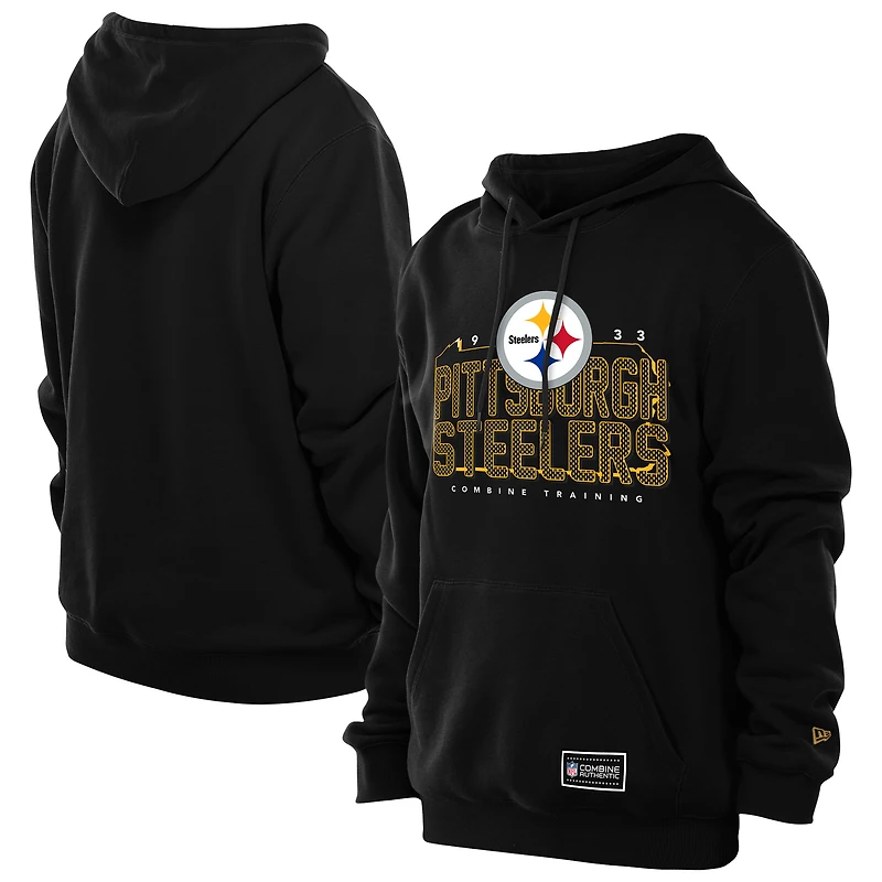 Sweat à capuche authentique New Era noir Pittsburgh Steelers Combine pour homme