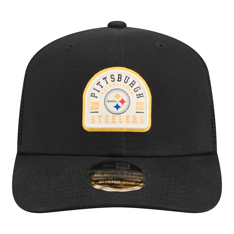 Casquette trucker ajustable New Era noire Pittsburgh Steelers Contest 9SEVENTY pour homme