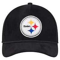 Casquette ajustable 9FORTY A-Frame noire en velours côtelé des Steelers de Pittsburgh de New Era pour homme