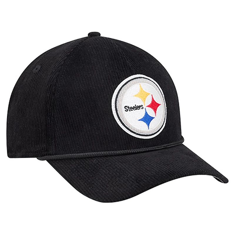 Men's New Era Black Pittsburgh Steelers Cord Corduroy 9FORTY A-Frame Adjustable Hat
