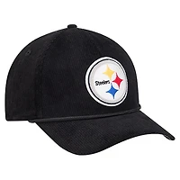 Men's New Era Black Pittsburgh Steelers Cord Corduroy 9FORTY A-Frame Adjustable Hat