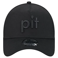 Men's New Era Black Pittsburgh Steelers Domain 9FORTY A-Frame Trucker Adjustable Hat