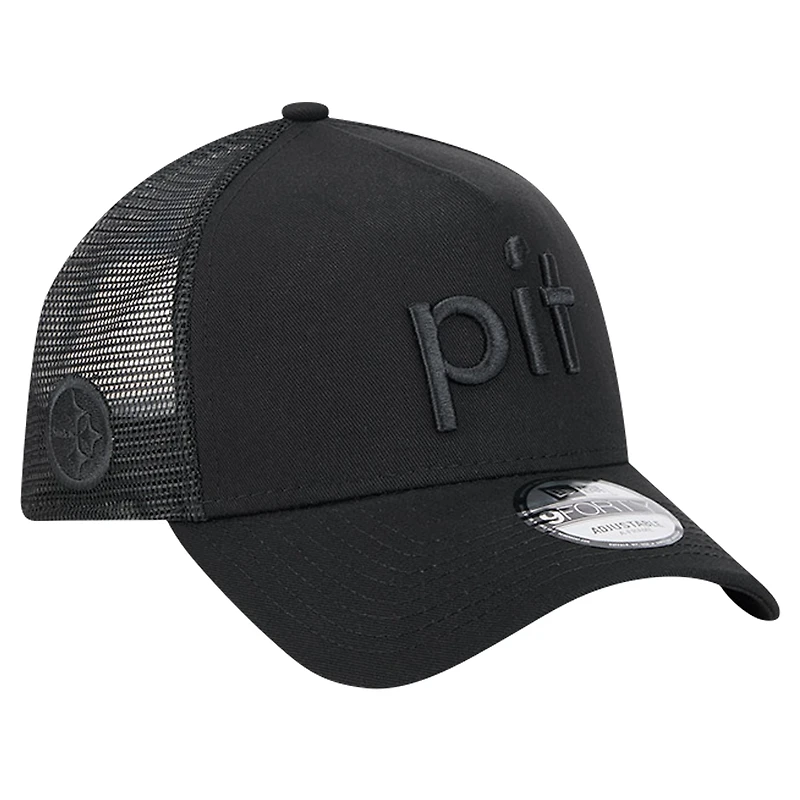 Casquette ajustable A-Frame Trucker Domain 9FORTY noire des Steelers de Pittsburgh de New Era pour homme