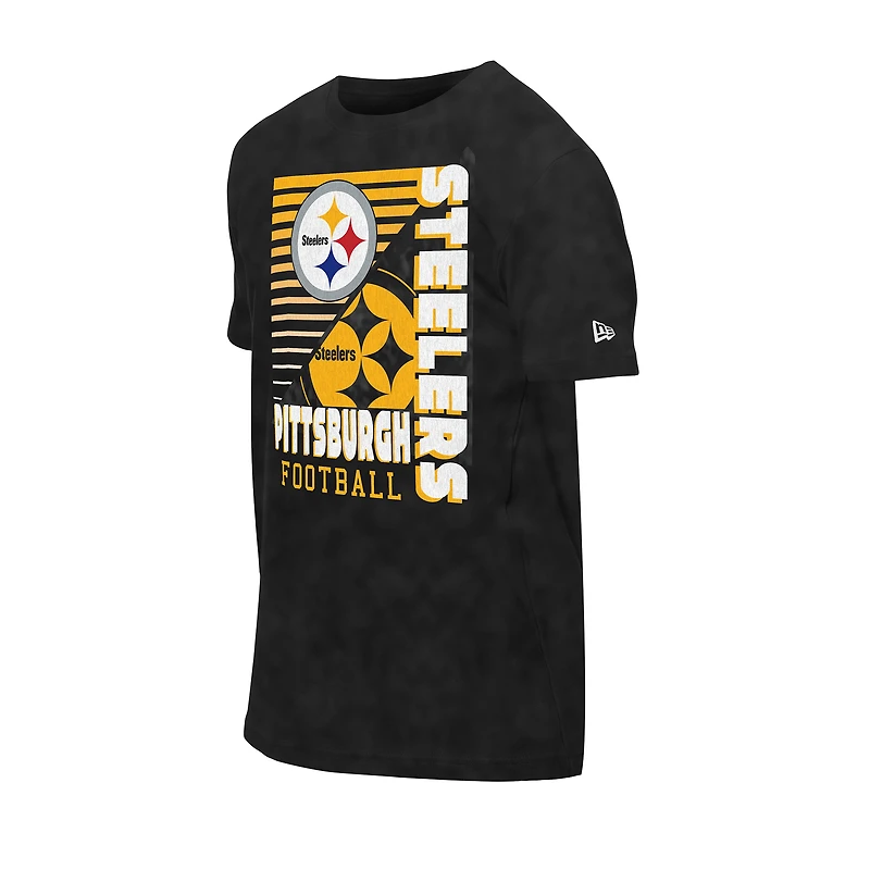 T-shirt oversize délavé aux enzymes New Era noir des Pittsburgh Steelers pour homme