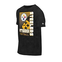 T-shirt oversize délavé aux enzymes New Era noir des Pittsburgh Steelers pour homme