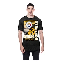 T-shirt oversize délavé aux enzymes New Era noir des Pittsburgh Steelers pour homme